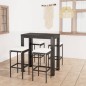 vidaXL Set muebles bar jardín 5 piezas y cojines ratán sintético negro vidaXL Set muebles bar jardín 5 piezas y cojines ratán sintético negro