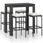 vidaXL Set muebles bar jardín 5 piezas y cojines ratán sintético negro vidaXL Set muebles bar jardín 5 piezas y cojines ratán sintético negro