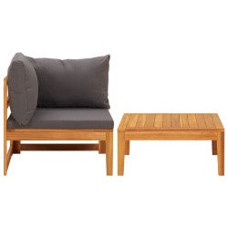 vidaXL Set muebles de jardín 2 pzas cojines gris oscuro madera acacia