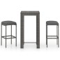vidaXL Set muebles bar jardín 3 piezas y cojines ratán sintético gris vidaXL Set muebles bar jardín 3 piezas y cojines ratán sintético gris