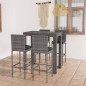 vidaXL Conjunto de bar para jardín 5 pzas ratán sintético gris cojines vidaXL Conjunto de bar para jardín 5 pzas ratán sintético gris cojines