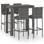 vidaXL Conjunto de bar para jardín 5 pzas ratán sintético gris cojines vidaXL Conjunto de bar para jardín 5 pzas ratán sintético gris cojines