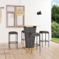 vidaXL Set de muebles de bar de jardín 5 pzas y cojines ratán PE gris vidaXL Set de muebles de bar de jardín 5 pzas y cojines ratán PE gris