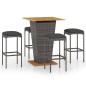 vidaXL Set de muebles de bar de jardín 5 pzas y cojines ratán PE gris vidaXL Set de muebles de bar de jardín 5 pzas y cojines ratán PE gris
