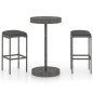 vidaXL Set muebles bar jardín 3 piezas y cojines ratán sintético gris vidaXL Set muebles bar jardín 3 piezas y cojines ratán sintético gris