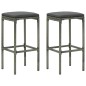 vidaXL Set muebles bar jardín 3 piezas y cojines ratán sintético gris vidaXL Set muebles bar jardín 3 piezas y cojines ratán sintético gris