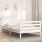vidaXL Estructura de cama con cabecero madera maciza blanco 100x200 cm vidaXL Estructura de cama con cabecero madera maciza blanco 100x200 cm