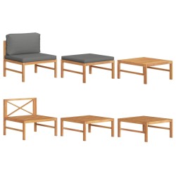 vidaXL Set de muebles de jardín 3 pzas madera teca cojines gris oscuro