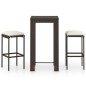 vidaXL Set de bar de jardín 3 piezas y cojines ratán sintético marrón vidaXL Set de bar de jardín 3 piezas y cojines ratán sintético marrón