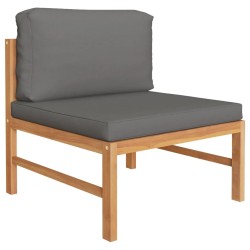 vidaXL Set de muebles de jardín 3 pzas madera teca cojines gris oscuro