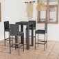 vidaXL Set muebles bar jardín 5 piezas y cojines ratán sintético gris vidaXL Set muebles bar jardín 5 piezas y cojines ratán sintético gris