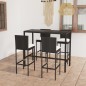 vidaXL Mesa y taburetes altos jardín y cojines 5 pzas ratán PE negro vidaXL Mesa y taburetes altos jardín y cojines 5 pzas ratán PE negro