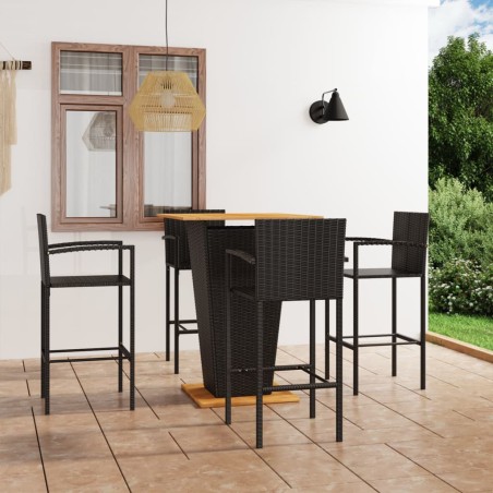 vidaXL Conjunto de bar para jardín 5 piezas negro