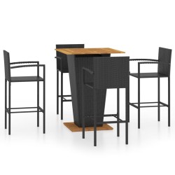 vidaXL Conjunto de bar para jardín 5 piezas negro