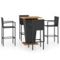 vidaXL Conjunto de bar para jardín 5 piezas negro