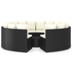 vidaXL Set de sofás de jardín 9 piezas y cojines ratán sintético negro