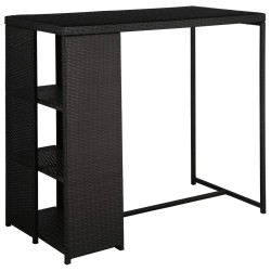 vidaXL Set de bar para jardín 5 pzas y cojines ratán sintético negro