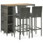 vidaXL Set de bar para jardín 5 piezas y cojines ratán sintético gris vidaXL Set de bar para jardín 5 piezas y cojines ratán sintético gris