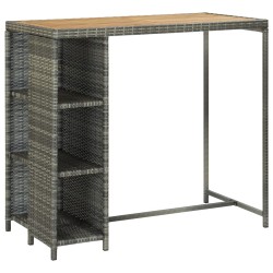 vidaXL Set de bar para jardín 5 piezas y cojines ratán sintético gris