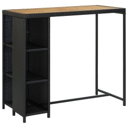 vidaXL Set de bar para jardín 5 pzas y cojines ratán sintético negro