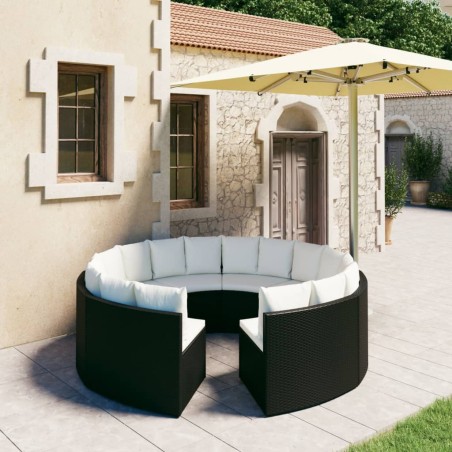 vidaXL Set de sofás de jardín 8 piezas y cojines ratán sintético negro