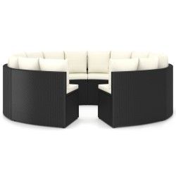 vidaXL Set de sofás de jardín 8 piezas y cojines ratán sintético negro
