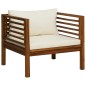 vidaXL Juego de sofá 2 pzas con cojines blanco crema madera de acacia vidaXL Juego de sofá 2 pzas con cojines blanco crema madera de acacia