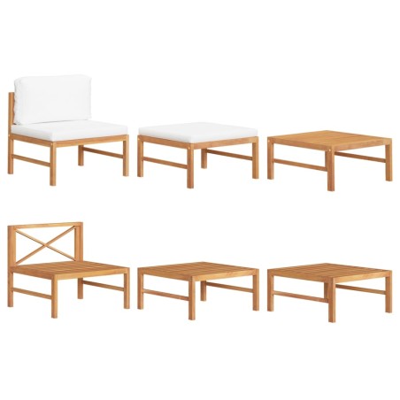 vidaXL Set de muebles de jardín 3 pzas madera de teca y cojines crema