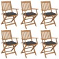 vidaXL Sillas de jardín plegables 6 uds y cojines madera maciza acacia vidaXL Sillas de jardín plegables 6 uds y cojines madera maciza acacia