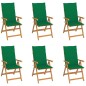 vidaXL Sillas de jardín 6 unidades madera maciza de teca cojines verde vidaXL Sillas de jardín 6 unidades madera maciza de teca cojines verde