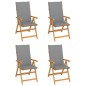 vidaXL Sillas de jardín 4 unidades madera maciza de teca cojines gris vidaXL Sillas de jardín 4 unidades madera maciza de teca cojines gris