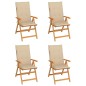 vidaXL Sillas de jardín 4 unidades madera maciza de teca cojines beige vidaXL Sillas de jardín 4 unidades madera maciza de teca cojines beige