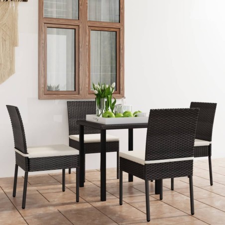 vidaXL Conjunto de comedor de jardín 5 piezas ratán sintético negro
