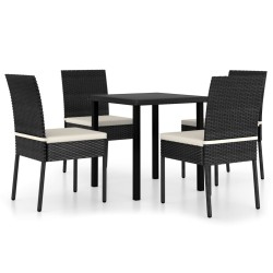 vidaXL Conjunto de comedor de jardín 5 piezas ratán sintético negro