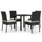 vidaXL Conjunto de comedor de jardín 5 piezas ratán sintético negro vidaXL Conjunto de comedor de jardín 5 piezas ratán sintético negro
