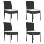 vidaXL Conjunto de comedor de jardín 5 piezas ratán sintético negro vidaXL Conjunto de comedor de jardín 5 piezas ratán sintético negro