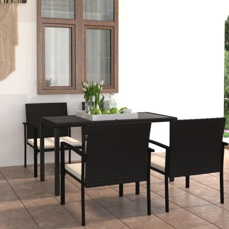 vidaXL Conjunto de comedor de jardín 5 piezas ratán sintético negro
