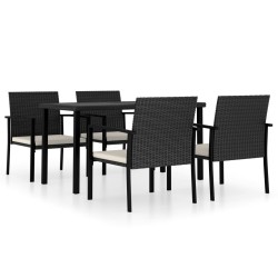 vidaXL Conjunto de comedor de jardín 5 piezas ratán sintético negro
