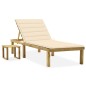 vidaXL Tumbona de jardín con mesa y cojín de madera de pino impregnada vidaXL Tumbona de jardín con mesa y cojín de madera de pino impregnada