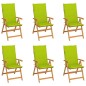 vidaXL Sillas de jardín 6 uds madera maciza teca cojines verde brillo vidaXL Sillas de jardín 6 uds madera maciza teca cojines verde brillo