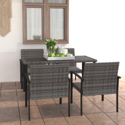 vidaXL Juego de comedor para jardín 5 piezas ratán sintético gris