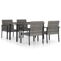 vidaXL Juego de comedor para jardín 5 piezas ratán sintético gris