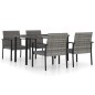 vidaXL Juego de comedor para jardín 5 piezas ratán sintético gris vidaXL Juego de comedor para jardín 5 piezas ratán sintético gris