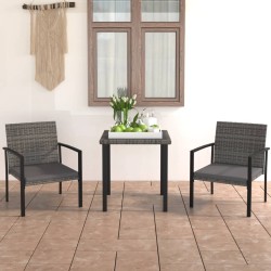 vidaXL Juego de comedor para jardín 3 piezas ratán sintético gris