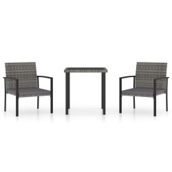 vidaXL Juego de comedor para jardín 3 piezas ratán sintético gris