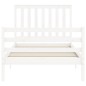 vidaXL Estructura de cama con cabecero madera maciza blanco 100x200 cm vidaXL Estructura de cama con cabecero madera maciza blanco 100x200 cm