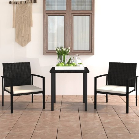 vidaXL Conjunto de comedor de jardín 3 piezas ratán sintético negro