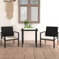 vidaXL Conjunto de comedor de jardín 3 piezas ratán sintético negro