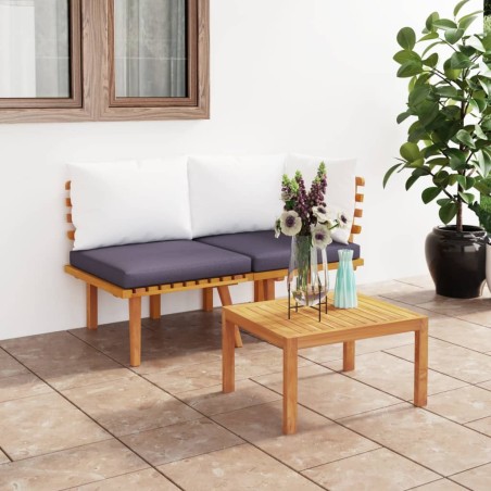 vidaXL Set muebles de jardín 2 pzas con cojines madera maciza acacia 