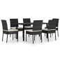 vidaXL Conjunto de comedor de jardín 7 piezas ratán sintético negro vidaXL Conjunto de comedor de jardín 7 piezas ratán sintético negro